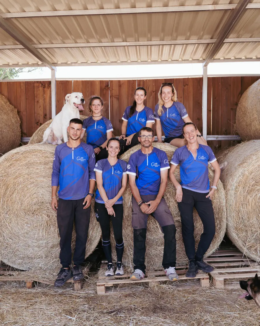 The full AH Endurance Team at the yard in Fornells de la Selva, Girona